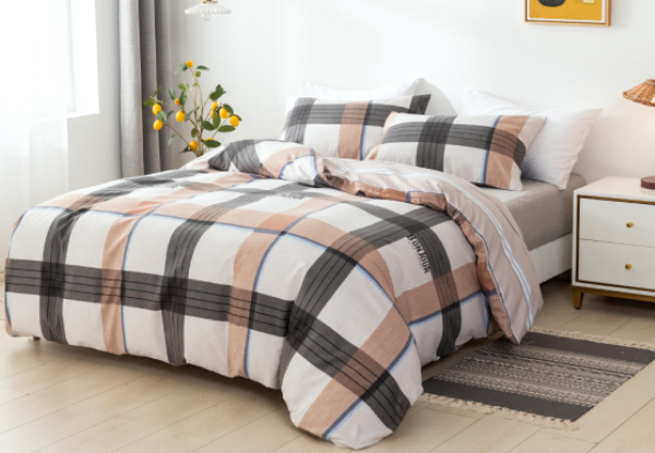 Three-Piece Microfibre Duvet Cover Set in Buffalo Plaid - Two Sizes Available