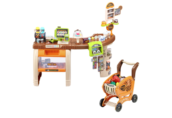 65-Piece Kids Supermarket Toy Set with Trolley