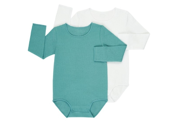 Two-Pack Bonds Baby Wondercool Eyelet Long Sleeve Bodysuit - Two Colours Available