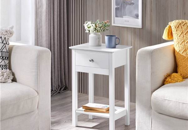 Two-Piece Wood Bedside Night Stand - Two Colours Available