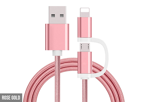 Two-in-One USB Charging Cable for iOS & Android with Options for Two - Three Colours Available