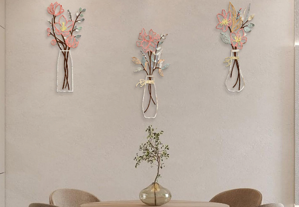 Three-Piece Metal Flowers Wall Art - Available in Three Styles