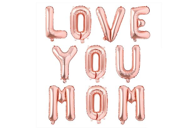 42-Piece Rose Gold Love You Mom Balloons