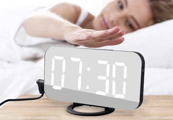 7-in-1 LED Mirror Alarm Clock - Two Colours Available
