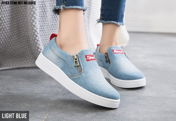 Denim Zipped Sneakers - Three Colours & Ten Sizes Available
