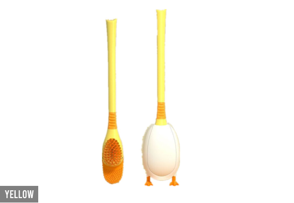 Duck Shaped Wall-Hanging Toilet Brush incl. Duck Shaped Toilet Brush Holder - Four Colours Available