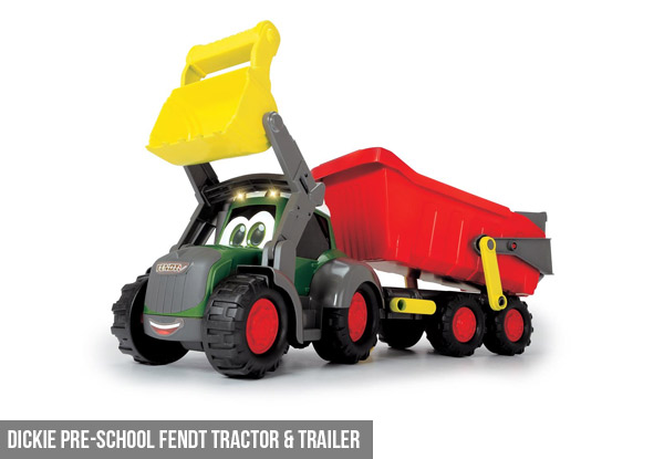 Dickie Pre-School Kid's Rolling Eyes Construction Vehicle Set - Option for Fendt Tractor & Trailer Set