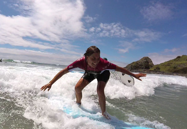 Two-Hour Group Surfing New Zealand Lesson incl. Board & Wetsuit Hire for One Person - Options for Two People or a Private Lesson - Valid for Saturday & Sunday Only