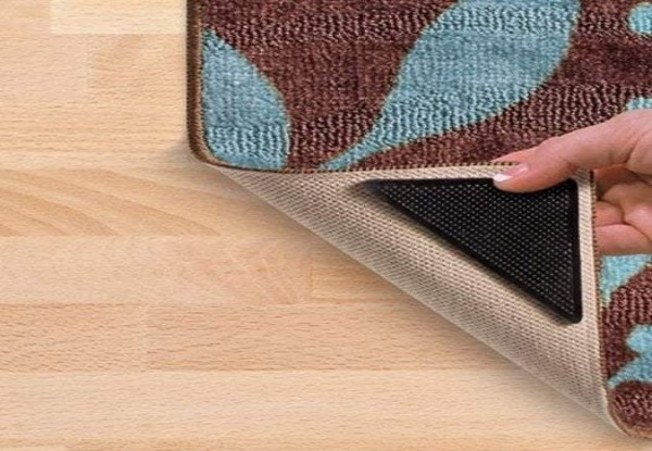 Four-Piece Anti-Slip Reusable Carpet/Mat Gripper Pads