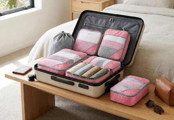 Six-Piece Compression Packing Cubes Travel Organiser Set - Available in Four Colours