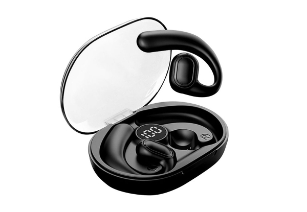 Bluetooth Open Ear Headphones with Digital Display Charging Case - Option for Two-Pack