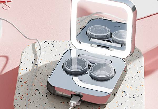 Rechargeable Ultrasonic Contact Lens Cleaning Machine with Mirror Cleaner Container
