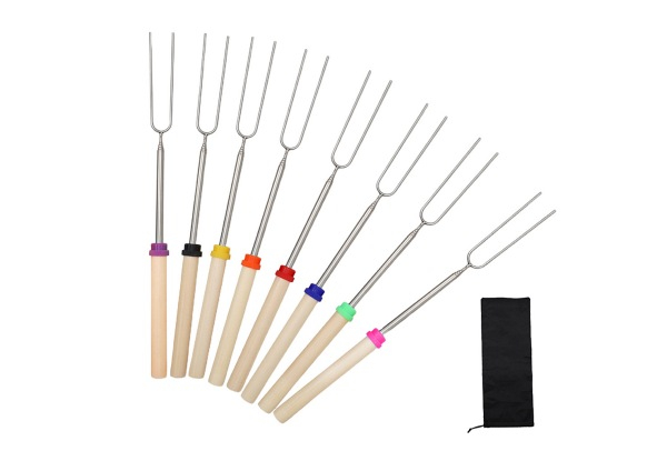 Stainless Steel Adjustable Barbecue Forks Set with Storage Bag - Option for 8 or 16-Piece Set