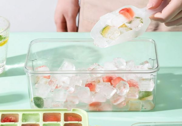 56-Grid Ice Cube Tray with Lid & Bin - Available in Two Colours & Option for Two-Pack