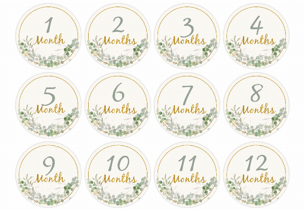 12-Pack Baby Milestone Number Monthly Memorial Cards
