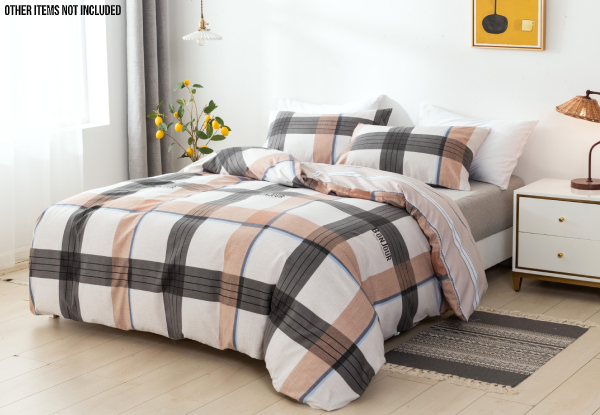 Three-Piece Microfibre Duvet Cover Set in Buffalo Plaid - Two Sizes Available