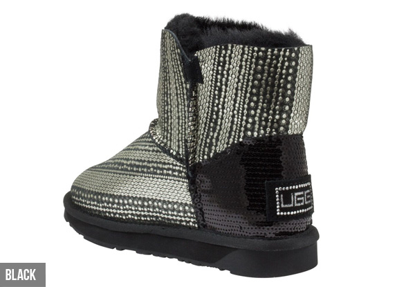 Aussie Connection Women’s Mini Sequin Crystal Button Sheepskin UGG Boots - Two Colours Available