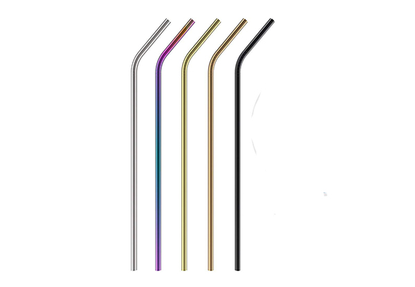 12-Piece Set of Chrome Stainless Steel Straws