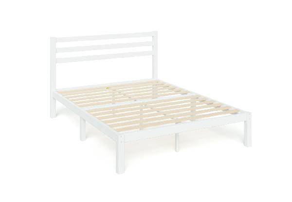 Leah White Bamboo Queen Bed Frame