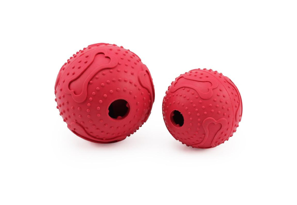 Red Treat Hider Ultra Durable Ball for Dogs - Two Sizes Available