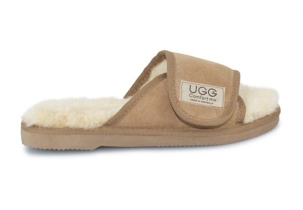 Ugg Australian-Made Water-Resistant Essentials Classic Unisex Sheepskin Open Toe Adjustable Strap Wool Scuffs - 10 Sizes Available