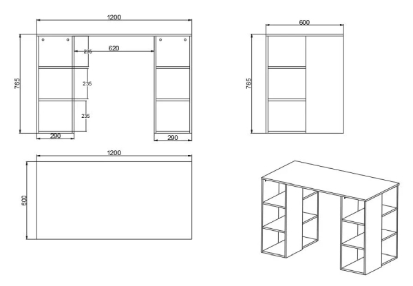 InnoOffice Computer Desk with Bookshelf