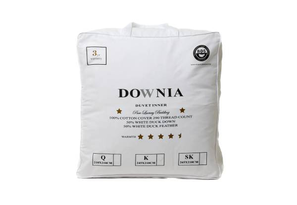 Downia 50% White Duck Down 50% White Duck Feather Duvet Inners - Three Sizes Available - Elsewhere Pricing Starts at $399.90