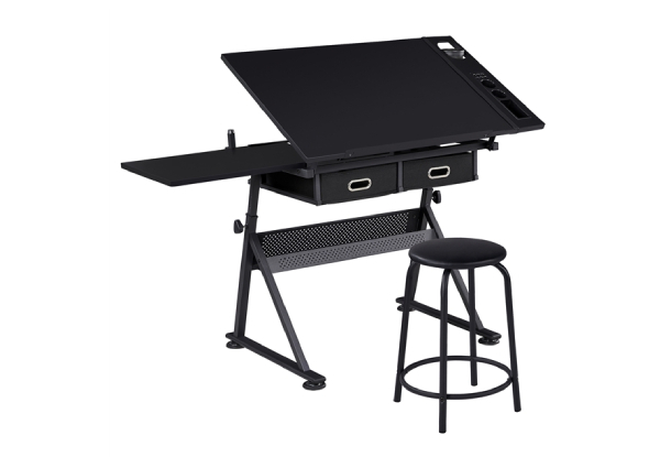 All-in-One Drawing Table & Stool Set with Adjustable Table Angles & Heights - Three Colours Available