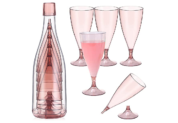 Reusable Foldable Plastic Wine Glass with Storage Bottle - Available in Two Colours & Option for Two