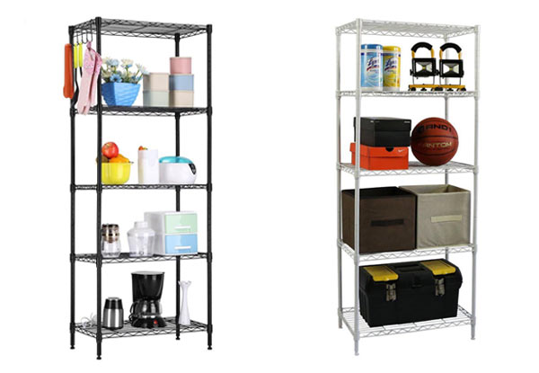 Five-Tier Steel Storage Shelves - Two Colours Available