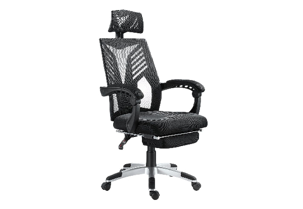High-Back Mesh Ergonomic Chair with Retractable Footrest
