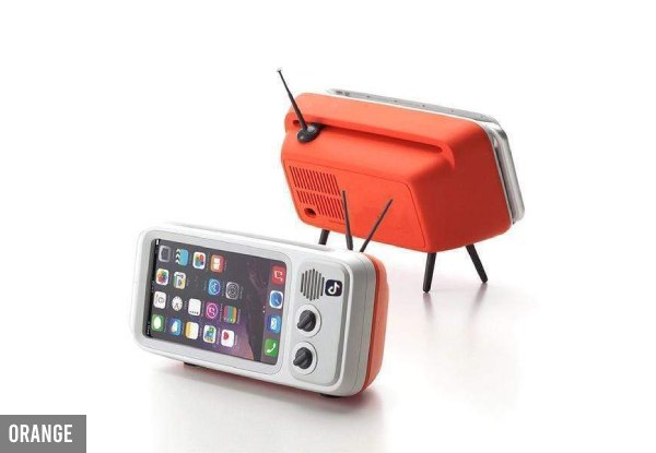Bluetooth Retro TV Style Phone Holder With Speaker - Three Colours Available