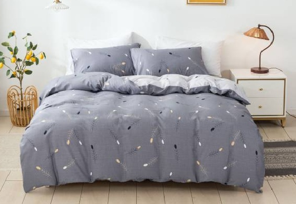 Three-Piece Cotton Duvet Cover Set in Wheat Ear Blue - Three Sizes Available