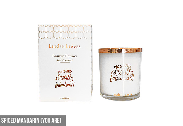 Linden Leaves Salted Caramel, Spiced Mandarin or Smashed Melon Soy Candle