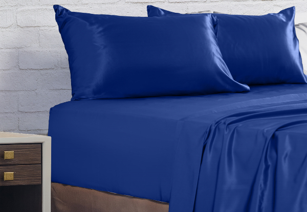 Royal Comfort Four-Piece Satin Sheet Set - Available in Six Colours & Two Sizes