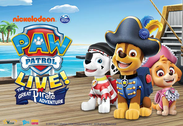 PAW Patrol Live! "The Great Pirate Adventure" at Claudelands Arena, Waikato, Sat 19th or Sun 20th Jan - Options for B Reserve, A Reserve, A Reserve Family, Gold, Premium or Platinum Tickets (Booking & Service Fees Included)