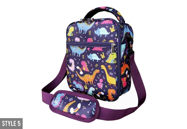 Kids Portable Insulated Lunch Bag with Adjustable Strap - Six Styles Available