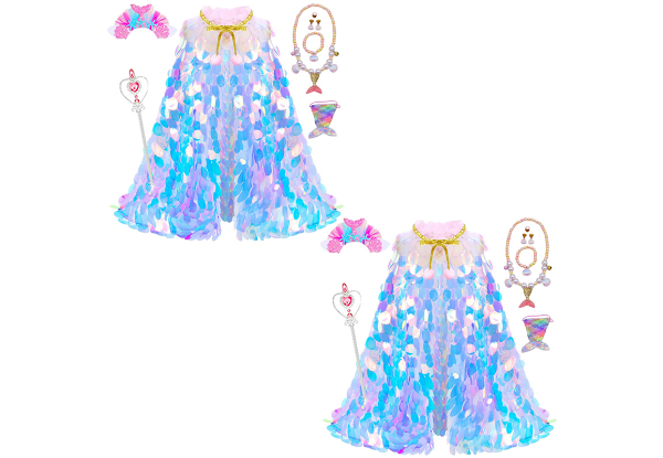 Nine-Piece Mermaid Princess Dress-Up Cape Kit - Option for Two Kits