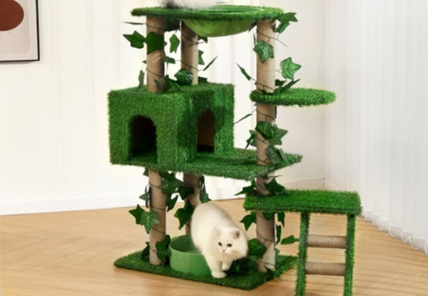 Petscene 140cm Multi-Level Cat Tree Tower with Artificial Grass