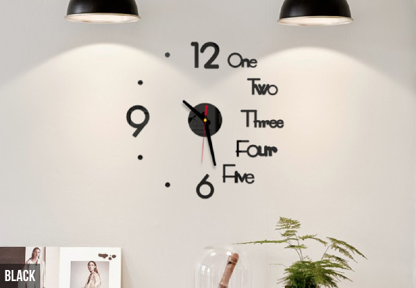 DIY 3D Mirror Surface Sticker Wall Clock - Four Colours Available