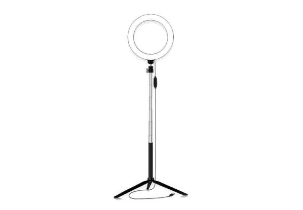 Three-in-One Selfie Stick Tripod with 6in LED Ring Light - Elsewhere Pricing $33.51