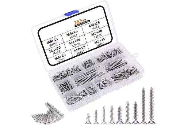 Stainless Steel Phillips Flat Head Self Tapping Screws Set