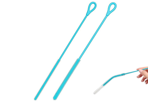 Two-Piece Silicone Straw Cleaner Brush - Available in Three Colours