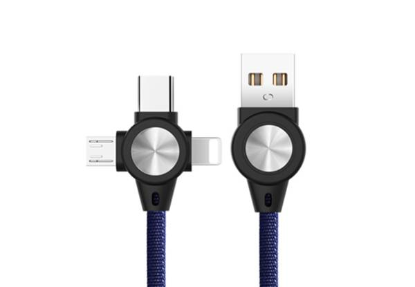 Three-in-One Data Cable - Four Colours Available & Option for Two