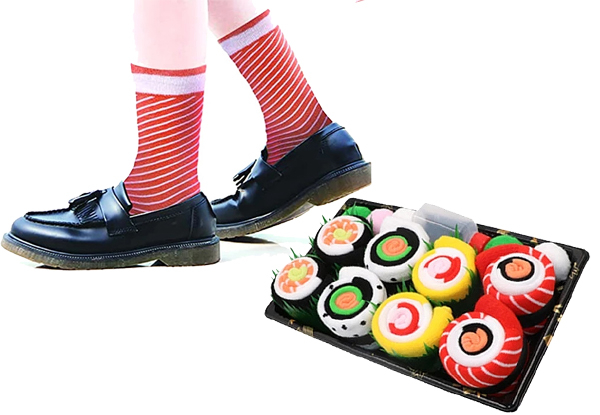 Three Pairs of Novelty Cotton Sushi Socks - Option for Four Pairs