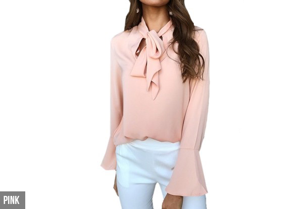 Flute Sleeve Top with Neck Ties