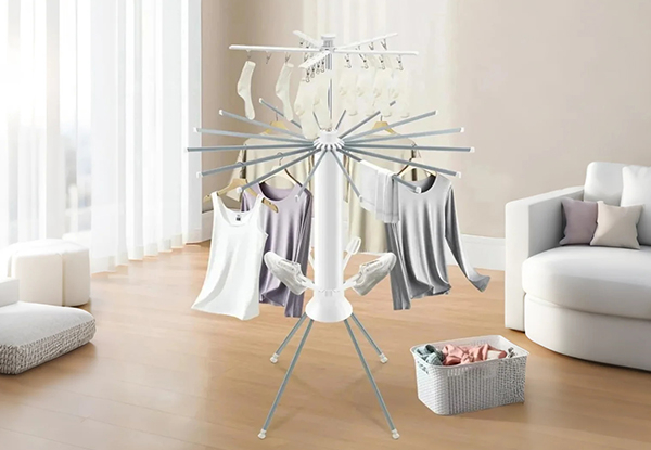 Outdoor Three-Tier Foldable Clothes Drying Rack with Wheels