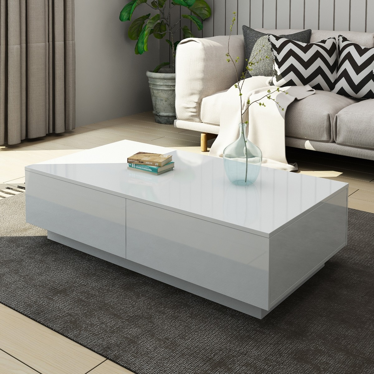 Four-Drawer High-Gloss Coffee Table - Two Colours Available