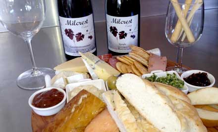 $36 for Two Glasses of Milcrest Estate Wine and a Gourmet Platter for Two (value up to $57)