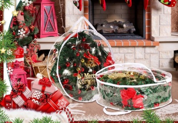 61cm Clear Christmas Wreath Storage Bag with Zippers - Three Colours Available